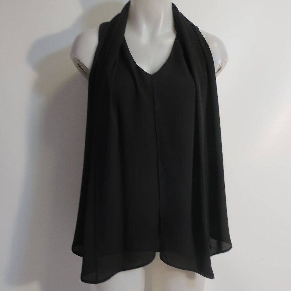Womens Ferrache Black Sleeveless Tunic Blouse Tank Top S